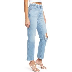 Good American Curve High Waist Distressed Straight Leg Jean